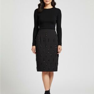 Brunello Cucinelli Black Embellished Pencil Skirt